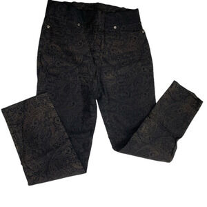 𝅺JOSEPH RIBKOFF  Black Paisley Stretchy Leggings size 10